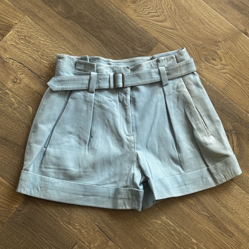 Theory lamb skin leather Shorts